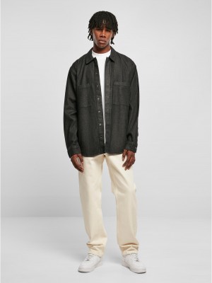 Мъжка дънкова риза в черен цвят Urban Classics Oversized Denim Pocket Shirt