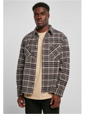 Мъжка карирана риза в сив цвят Urban Classics Boxy Kane 