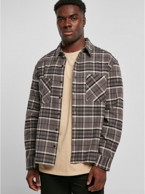 Мъжка карирана риза в сив цвят Urban Classics Boxy Kane 