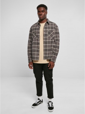Мъжка карирана риза в сив цвят Urban Classics Boxy Kane 
