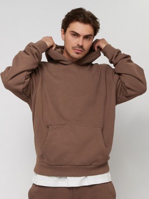 Мъжки суичър с качулка в кафяв цвят Urban Classics Hoody bark
