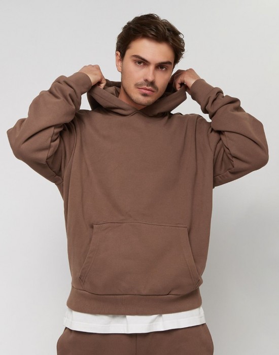 Мъжки суичър с качулка в кафяв цвят Urban Classics Hoody bark, Urban Classics, Суичъри - Complex.bg