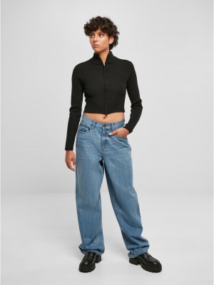 Дамски широки дънки в син цвят Urban Classics Ladies Denim Pants