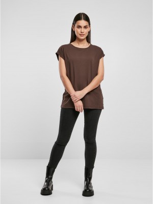 Дамска тениска с паднали ръкави в кафяв цвят Urban Classics Ladies Organic Tee