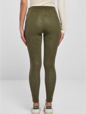 Дамски кожен панталон в цвят маслина Urban Classics Ladies Pants
