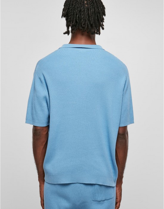 Мъжка тениска с яка в светлосин цвят Urban Classics Ribbed Shirt, Urban Classics, Тениски - Complex.bg