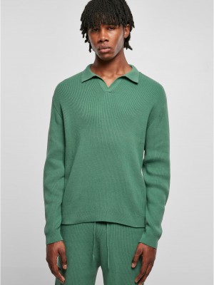 Мъжка блуза с яка в зелен цвят Urban Classics Ribbed Longsleeve Мъжка блуза с яка в зелен цвят Urban Classics Ribbed Longsleeve