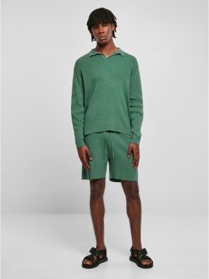 Мъжка блуза с яка в зелен цвят Urban Classics Ribbed Longsleeve Мъжка блуза с яка в зелен цвят Urban Classics Ribbed Longsleeve