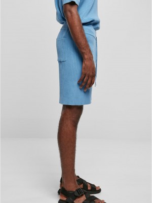 Мъжки къси панталони в светлосин цвят Urban Classics Ribbed Shorts