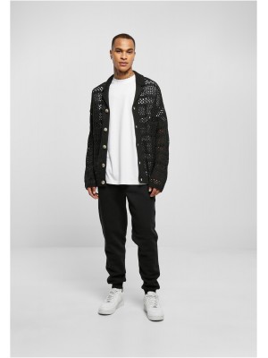 Мъжка жилетка в черен цвят Urban Classics Crocheted Cardigan Мъжка жилетка в черен цвят Urban Classics Crocheted Cardigan