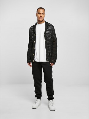 Мъжка жилетка в черен цвят Urban Classics Crocheted Cardigan Мъжка жилетка в черен цвят Urban Classics Crocheted Cardigan