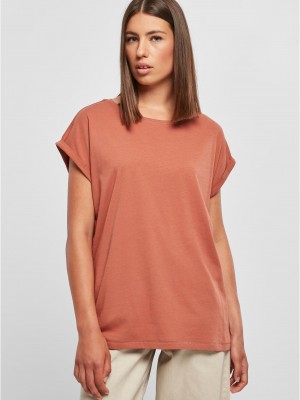 Дамска тениска в цвят корал Urban Classics Ladies Shoulder Tee