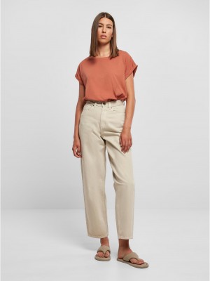 Дамска тениска в цвят корал Urban Classics Ladies Shoulder Tee