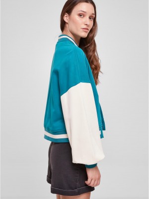 Дамско колежанско яке в цвят тюркоаз Urban Classics College Terry Дамско колежанско яке в цвят тюркоаз Urban Classics College Terry