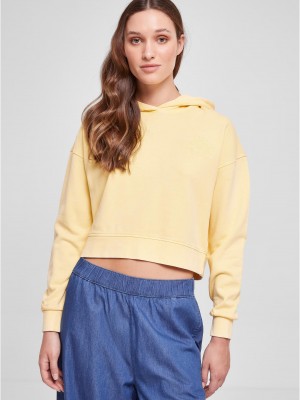 Дамски къс суичър с качулка в жълт цвят Urban Classics Terry Hoody