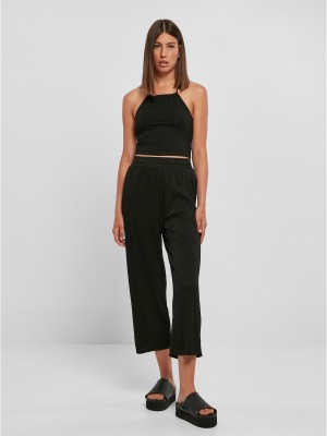 Дамски широк панталон в черен цвят Urban Classics Ladies Straight