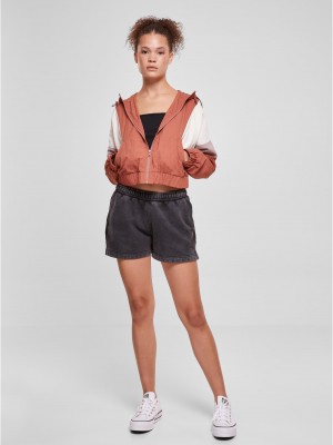 Дамско късо пролетно яке с качулка в цвят праскова Urban Classics Crinkle Jacket Дамско късо пролетно яке с качулка в цвят праскова Urban Classics Crinkle Jacket