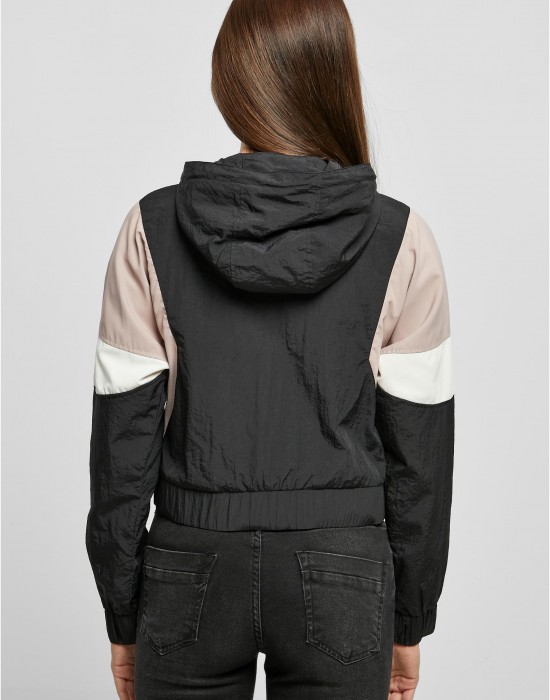 Дамско късо пролетно с качулка яке в черен цвят Urban Classics Crinkle Jacket, Urban Classics, Якета - Complex.bg