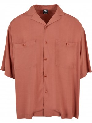 Мъжка широка риза в цвят праскова Urban Classics Oversized Shirt