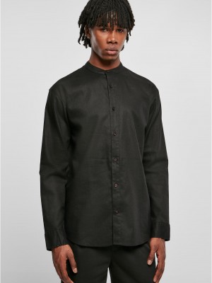 Мъжка ленена риза в черен цвят Urban Classics Linen Shirt
