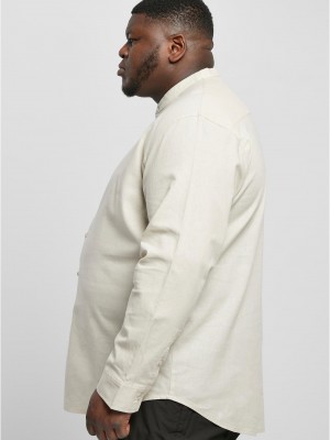 Мъжка ленена риза в цвят екрю Urban Classics Linen Shirt