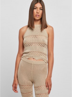 Дамски плетен топ в бежов цвят Urban Classics