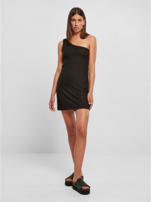 Дамска рокля с една презрамка в черен цвят Urban Classics One Shoulder Dress