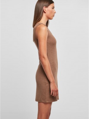 Дамска рокля с една презрамка в кафяв цвят Urban Classics One Shoulder Dress