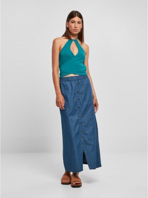 Дамски топ в цвят тюркоаз Urban Classics Ladies Wraped Top