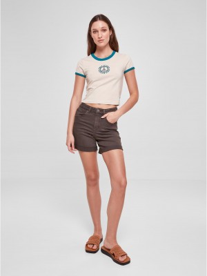 Дамска къса тениска в светлобежов цвят Urban Classics Ladies Cropped Tee