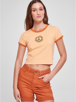 Дамска къса тениска в светлооранжев цвят Urban Classics Ladies Cropped Tee