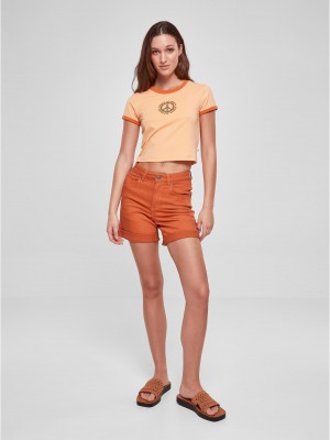 Дамска къса тениска в светлооранжев цвят Urban Classics Ladies Cropped Tee