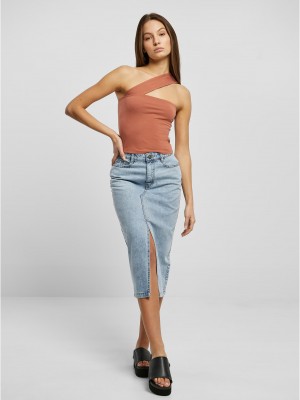 Дамски топ с една презрамка в цвят праскова Urban Classics