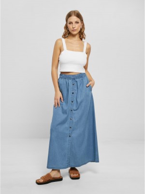Дамска дълга дънкова пола в светлосин цвят Urban Classics Ladies Denim Skirt