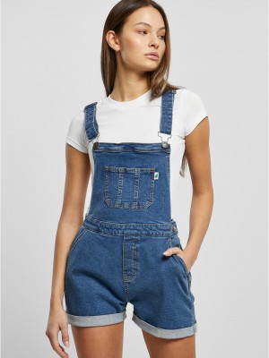 Дамски къс дънков гащеризон в син цвят Urban Classics Dungaree