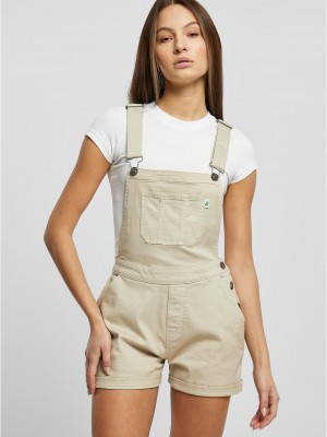 Дамски къс дънков гащеризон в светлобежов цвят Urban Classics Dungaree