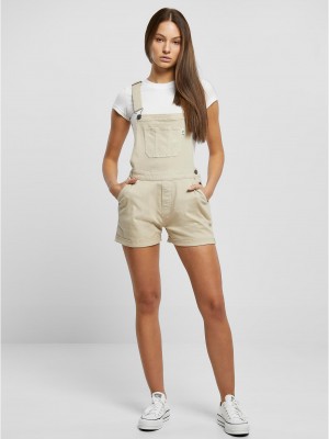 Дамски къс дънков гащеризон в светлобежов цвят Urban Classics Dungaree