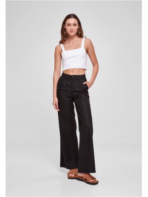 Дамски дълъг ленен панталон в черен цвят Urban Classics Linen Pants