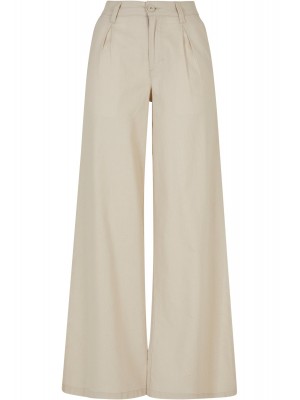 Дамски дълъг ленен панталон в цвят екрю Urban Classics Linen Pants