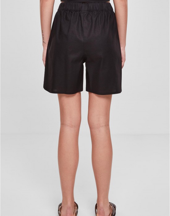 Дамски къс ленен панталон в черен цвят Urban Classics Ladies Linen Shorts, Urban Classics, Къси панталони - Complex.bg