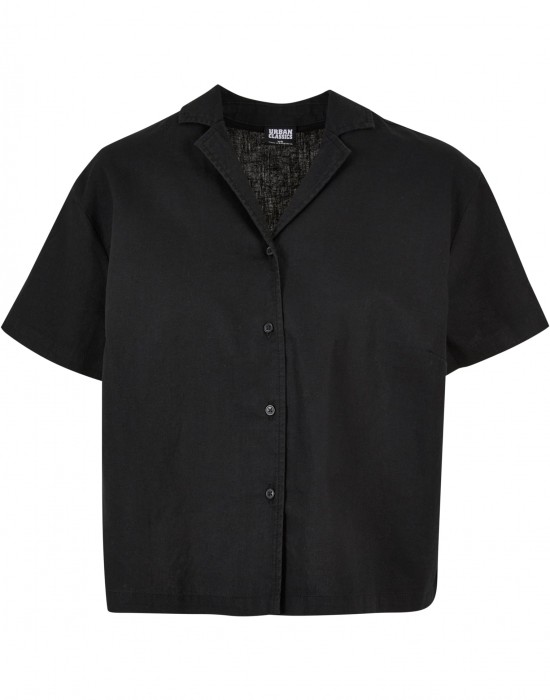 Дамска ленена риза в черен цвят Urban Classics Ladies Linen Shirt, Urban Classics, Тениски - Complex.bg