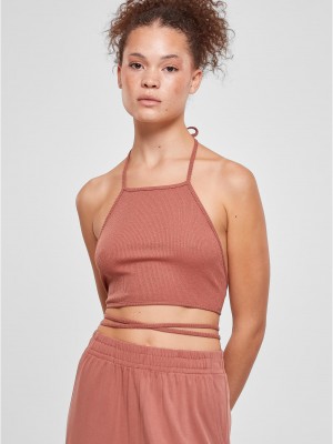 Дамски изрязан топ в цвят праскова Urban Classics Ladies Cropped Top