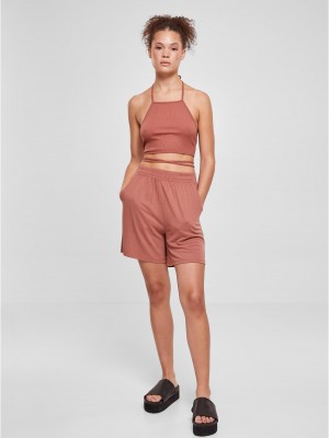 Дамски изрязан топ в цвят праскова Urban Classics Ladies Cropped Top