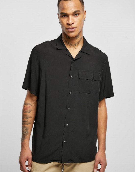 Мъжка риза в черен цвят Urban Classics Camp Shirt, Urban Classics, Ризи - Complex.bg