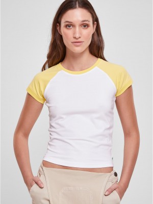 Дамска тениска в цвят екрю с цветни ръкави Urban Classics white/vintagesun