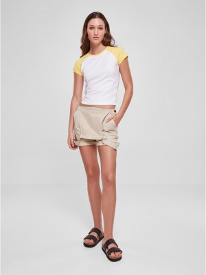 Дамска тениска в цвят екрю с цветни ръкави Urban Classics white/vintagesun