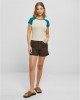 Дамска тениска в цвят екрю с цветни ръкави Urban Classics softseagrass/watergreen, Urban Classics, Тениски - Complex.bg