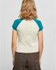 Дамска тениска в цвят екрю с цветни ръкави Urban Classics softseagrass/watergreen, Urban Classics, Тениски - Complex.bg