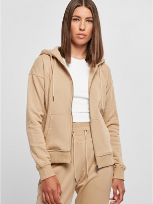 Дамски суичър с качулка бежов цвят Urban Classics Ladies Terry Zip Hoody