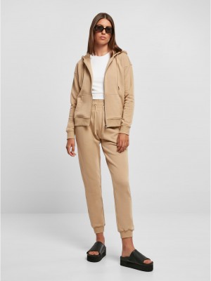 Дамски суичър с качулка бежов цвят Urban Classics Ladies Terry Zip Hoody